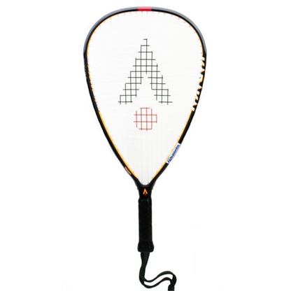 Racquet with a brand logo on a white background