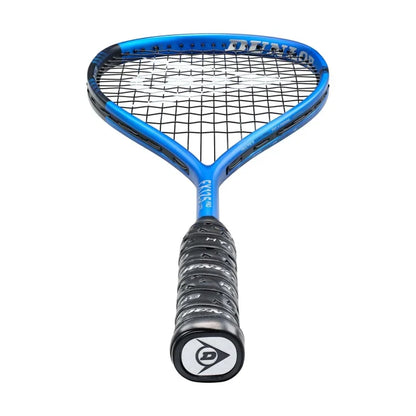 A blue and black Dunlop FX Pro Lite 125 racquetball racket with a full graphite frame and a head light 