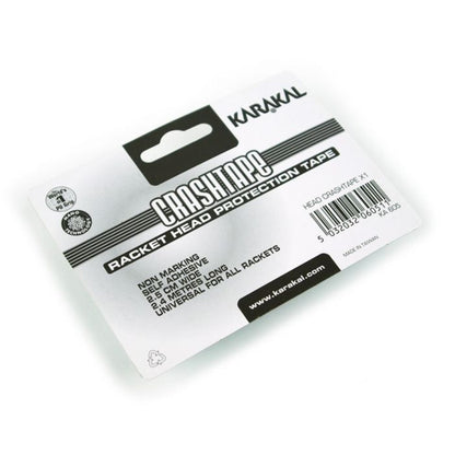 Packaging of Karakal Head Protection Tape with white tape visible through the clear plastic window, labeled for racket head protection.