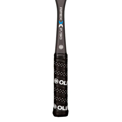 squash racket with 'Apex' and 'Oliver' branding on a white background