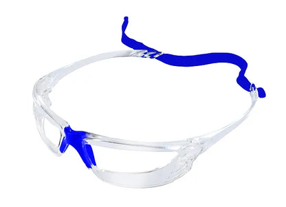 A pair of protective sports eyewear with a clear lens design and black 
