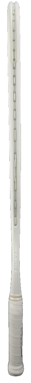 Two white cylindrical objects with black ends on a light gray background