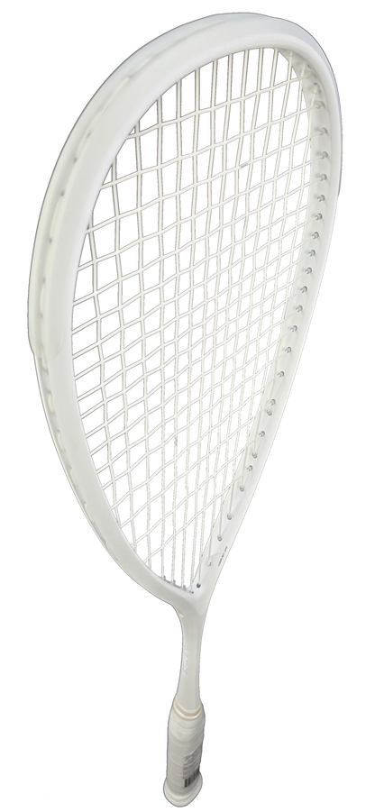 White squash racket on a white background