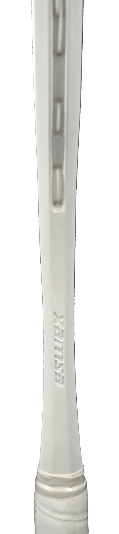 White toothbrush handle with brand name on a white background